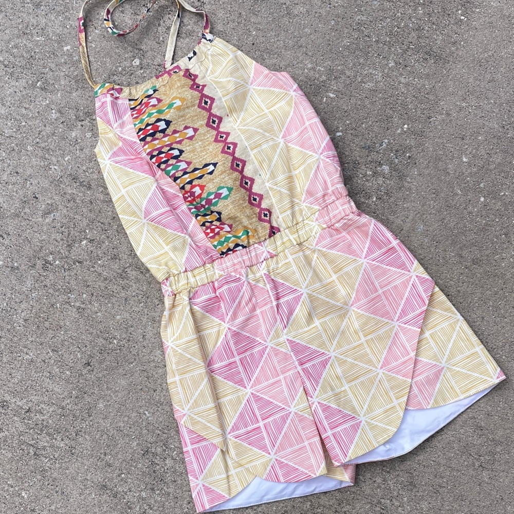 Colorful Geometric Patterned Mable+Honey Girls Romper
